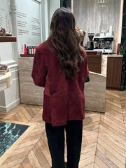 LIZAKOSHT  -  Wine Red Lapel Blazer Women Single Breasted Patchwork Long Sleeve Jackets New Elegant Chic Street Casual Commute Jacket 2025