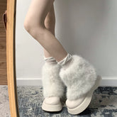 LIZAKOSHT  -  Winter Boots Lady White Shoes Boots-Women Plush Australia Fur Snow Lolita Boots Women New Female Shoes Australia Plush