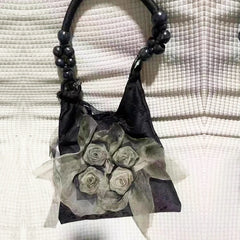 LIZAKOSHT - Chinese Style Appliques Flowers Bag For Women Luxury Designer Handbags Purses 2024 New In Satin Beaded Strap Slim Cloth Shoulder