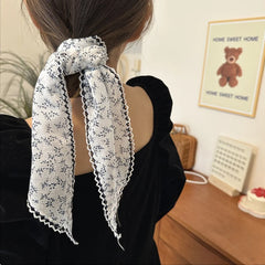 Lizakosht Japanese Small Floral Cotton Linen Triangle Scarf Women Spring Summer Forest Headband Silk Scarf Lace Decoration Photo Scarf New