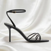 LIZAKOSHT - Elegant Red Ankle Strap High-heeled Sandals Women Narrow Straps Hollow High Heels Ladies Luxury Weddings Bridal Designer Pumps