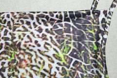 LIZAKOSHT - Fashion Strap Dress Swinging Collar Printed Sleeveless Backless Skirt Split Pullover Irregular Skirt