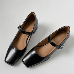 LIZAKOSHT - Fashion Pumps New High Quality Genuine Leather Women Heels Low Heel Leather Shoes Mary Jane Shoes Commuter Women's Shoes