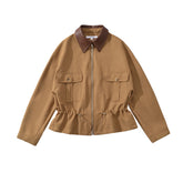 LIZAKOSHT - Autumn 2 Pieces Women Long Sleeve Jacket Elastic Waist Wide Leg Shorts Suits Streetwear Women Outfits Outerwear