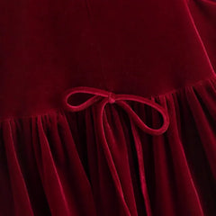 LIZAKOSHT - Women Christmas Red A-line Mini Dress Winter New Women Fashion Simple Sleeveless Slim Velvet Bow Short Dress Vestidos