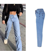 LIZAKOSHT - New Autumn and Winter New High-waist Irregular Jeans Women Flared Large Size Casual Fashion Wide-leg Skinny Jeans for Women