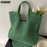 LIZAKOSHT - Trendy All Match Solid Crochet Shoulder Underarm Bag Fashion Korean Women Tote Bags Vintage Casual Simple Handbags Y2k Aesthetic