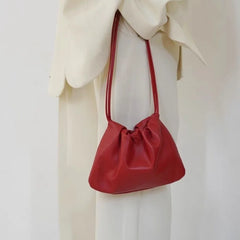 LIZAKOSHT - Lady Pu Leather Drawstring Shoulder Bags Women Underarm Bag Fashion Commuter Solid Color Bag Classic Bolsos All-match