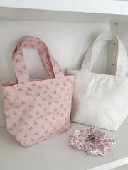 LIZAKOSHT - Sweet Dots Flower Brief Fashion Floral Handbag Tote Bags Women Commute Bag
