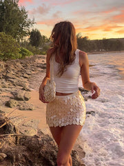 LIZAKOSHT  -  Sexy Beach Mini Skirts Women Slim Fashion Chic Shiny Short Skirt Female 2025 Spring Summer High Waist Solid Vacation Streetwear