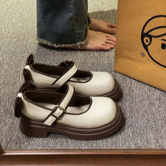 LIZAKOSHT - Female Footwear Gothic Loafers Women's Shoes Mary Jane Japanese Style Lolita Off White with Bow High on Platform Free Shipping A