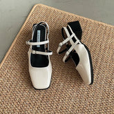 LIZAKOSHT - Retro Style Summer Thick Heel Women Sandals Fashion Square Toe Singbacks Shoes Ladies Elegant Party Dress Sandalias