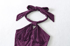 LIZAKOSHT - Hollow Tie Up Halter Printed Neck Solid Color Corset Top Summer 2025 Fashion Lace Streetwear Woman Elegant Sexy Tank Tops