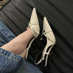 LIZAKOSHT - Street Style Pointed Toe Women Muels Sandals Design Style High Heels Banquet Party Dress Sandalias Shoes