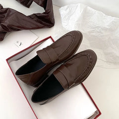 LIZAKOSHT - Fashion Women's Shoes New High Quality Genuine Leather loafers Round Head Low Heel Leather Shoes Casual Women's Shoes