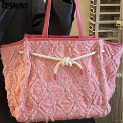 LIZAKOSHT - Luxury Design Fashion Sweet Women Handbags Streetwear All Match Shoulder Underarm Bag New Y2k Drawstring Tote Bags High-capacity