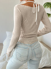 LIZAKOSHT - Womens Halterneck Knittd Sweater Tops Off Shoulder Sexy Bodycon Pullover Solid Color Soft Jumper Early Fall