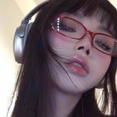 LIZAKOSHT - Retro Oval Glasses Women Girls Y2K Red Green Frame Glass Eyewear Decorative Computer Anti-blue Eyeglasses with Seaside Driving