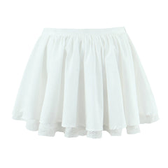 LIZAKOSHT - Ballet Girl White Cotton Spliced Lace Lining Mini Skirt Women Ball Gown Umbrella Skater Skirts with Shorts underwear Summer