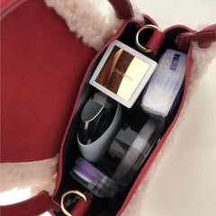 LIZAKOSHT - Korean Style Retro Lamb Wool Handbag Women Sweet Cute Square Crossbody Bag Ladies Christmas New Year Red Crossbody Bag