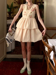 LIZAKOSHT - Women Sleeveless Floral Print Summer Dress Lady Mini Short Casual Dress Lady Casual Street Chic France Vestidos