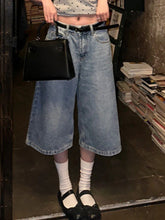 LIZAKOSHT - Couple Streetwear Vintage Wide Leg Shorts Women Retro Oversize Denim Shorts Summer Man High Waist Loose Casual Short Jeans