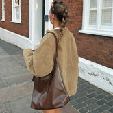 LIZAKOSHT - Women Vintage Casual Loose Cargo Jackets Stand Collar Zip-up Long Sleeve Cardigan Coats Fashion Streetwear Tops Outerwear