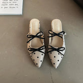 LIZAKOSHT - Designer Spring Summer Butterfly-knot Women Mules Slippers Wedges Heel Slip On Slide Ladies Elegant Polka Dot Dress Sandalias