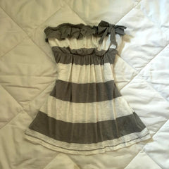 LIZAKOSHT - Euramerican Sweet Draped Bow Strapless A-line Tops Y2k Aesthetic Constrast Color Striped Camisole Harajuku Punk Girl Tops
