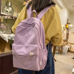 LIZAKOSHT - Solid Color Waterproof Women Backpack Travel Bag Backpacks Schoolbag for Teenage