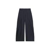 LIZAKOSHT - High Waist Striped Wide-Leg Pants For Woman Loose Irregular Floor-Length Trousers Single Bitton Pockets Fashion Casual Clothes