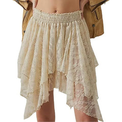 LIZAKOSHT - 2026 Spring/summer Women's Y2k Lace Skirt Lace Pleated Women's Skirt