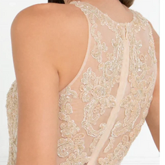 LIZAKOSHT - Classic O-Neck Sequined Appliquins Sleeeveless Mother Of Bride Wedding Dresses Bridal Gowns Customized