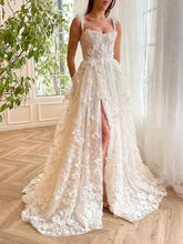 LIZAKOSHT - Luxury White Evening Dresses Lace Prom Party Gowns Sweetheart Thigh Slit Wedding Guest Dresses Flowers Pearls On Sale