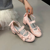 LIZAKOSHT - Thick Heel Women Lolita Mary Jane Shoes Fashion Butterfly-knot Outdoor Women's Party Dress Pumps Zapatos De Mujer Big Size