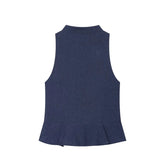 LIZAKOSHT - Summer Elegant Women's Shirt Sleeveless Knot Short Skirt Hem Shirt Elegant Chic Personality Versatile Ladies Shirt Top