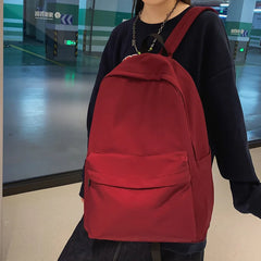 LIZAKOSHT - Solid Color Women Backpack Japanese School Bags For Teenager Girls Bookbag Simple Nylon Travel Backbag Ladies Student Bags
