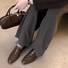 LIZAKOSHT - Fashion Women's Shoes New High Quality Genuine Leather loafers Round Head Low Heel Leather Shoes Casual Women's Shoes