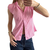 LIZAKOSHT - Women Floral Print Blouse V-Neck Sleeveless Tank Top with Ruffle Hem for Chic Summer Style and Beachwear