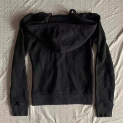 LIZAKOSHT  -  Grunge American Retro Jacket Vintage Design Black Hooded Sweatshirt Spring Autumn Y2k Clothing Slim Tops Letter Sweatshirts New