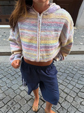 LIZAKOSHT - Knitted Rainbow Sweater Woman Hooded Cardigan Colorful Loose Knitwear Long Sleeve Jacket Zipper Coats Autumn Winter Outerwears