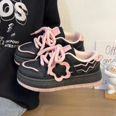 LIZAKOSHT - Black Shoes for Women Kawaii Splice Korean Style Women Sport Sneaker Niche Low-top Fashion Casual Versatile Ladies Shoes