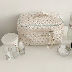 LIZAKOSHT  -  Women Zipper Cosmetic Organizer Handbag Portable Toiletry Case Cotton Makeup Bag