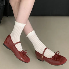 LIZAKOSHT  -  Autumn Women Round Toe Mary Jane Shoes Fashion Low Wedge Heel Ladies Elegant Ballerinas Shoes Round Toe Baot Shoes New Woman