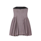 LIZAKOSHT - European and American autumn new women's clothing style simple sleeveless slim fit plaid strapless short dress