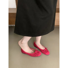 LIZAKOSHT - Woman 2024 Casual Female Sneakers Square Toe Soft Bow-Knot Korean Shoes Flats Ballet New Butterfly Modis Dress