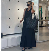 LIZAKOSHT - Dresses Summer Women's 2025 New Neck-Hanging Elegant Long Holiday Dress Women Street Chic Youth Loose Fashion Dress