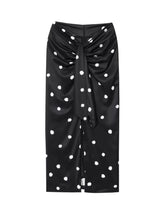 LIZAKOSHT - Polka Dot Midi Skirt Woman Elegant Casual Black High Waist Slit Skirts Fashion Bow-Tie Waist Slim Long Skirts New Summer