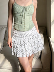 LIZAKOSHT - Women's Summer Dot Print Mini Skirt Casual Stylish High Waist Ruffled Layered Short Skirts for Club Gothic