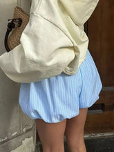 LIZAKOSHT - Summer Striped Shorts Y2K Woman Clothes Casual Fashion Elastic Waist Mini Shorts Streetwear Girls Blue Short Pants